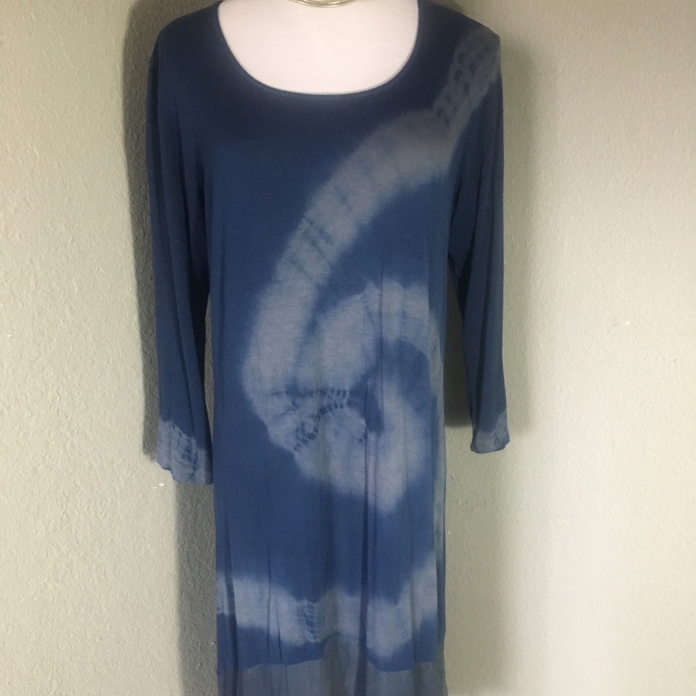 Yak n Yeti Long Sleeve Tie-Dye Blue Dress